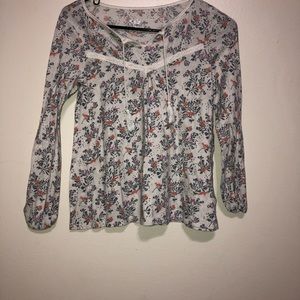 White and Floral long-sleeve Shirt